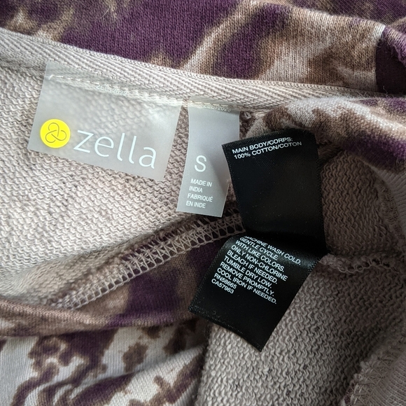 Zella Sweatshirt Pullover Crew Neck Splattered Ink Print Cotton Pink Ink S NWT - Picture 13 of 13